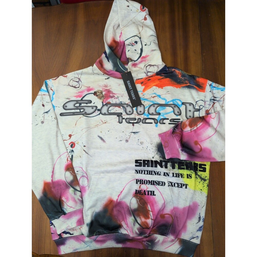 Saint Tears Men’s M Graphic Abstract Logo Hoodie Pullover Graffiti Street Wear